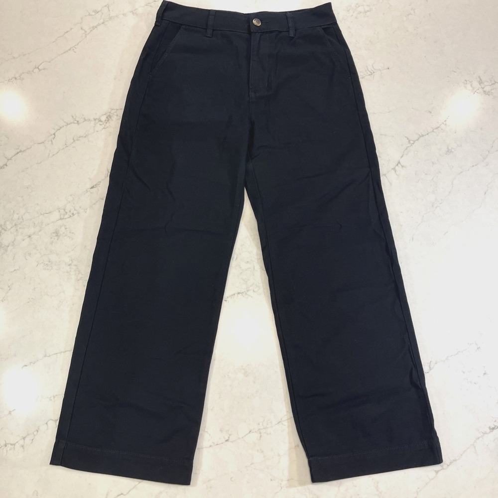 American Giant NWOT Womens‎ Wide Leg Canvas Pant Sz 12 x29" Black High Rise USA